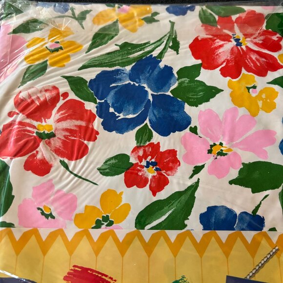 VTG 90s TOWN & COUNTRY Vinyl Tablecloth Watercolor Florals 52 x 84 NEW SEALED - Picture 2 of 8
